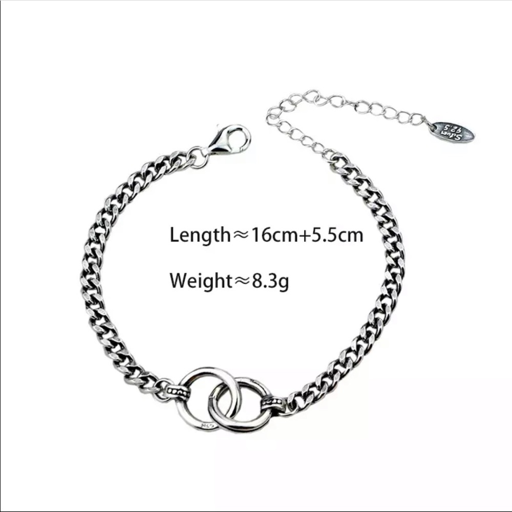 925 sterling silver link chain bracelet - Picture 2 of 7
